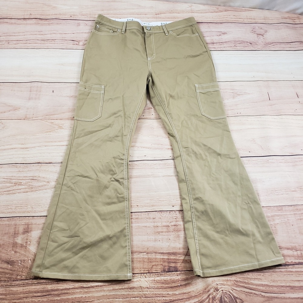 BDG Pants Womens 10 Beige Bootcut Wide Leg Casual Cargo Pockets Ladies 32x27